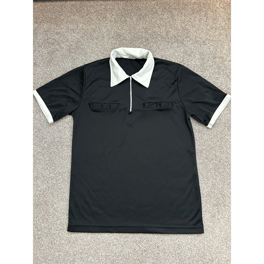 Olympus Referee Polo Shirt Mens XL Black White Quarter Zip Pockets Excellent